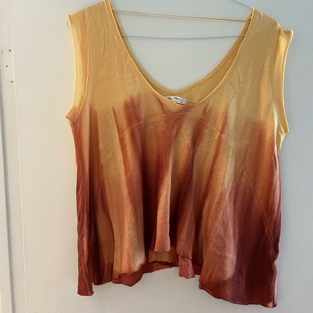 We The Free Gold and Red Crop Tank Top